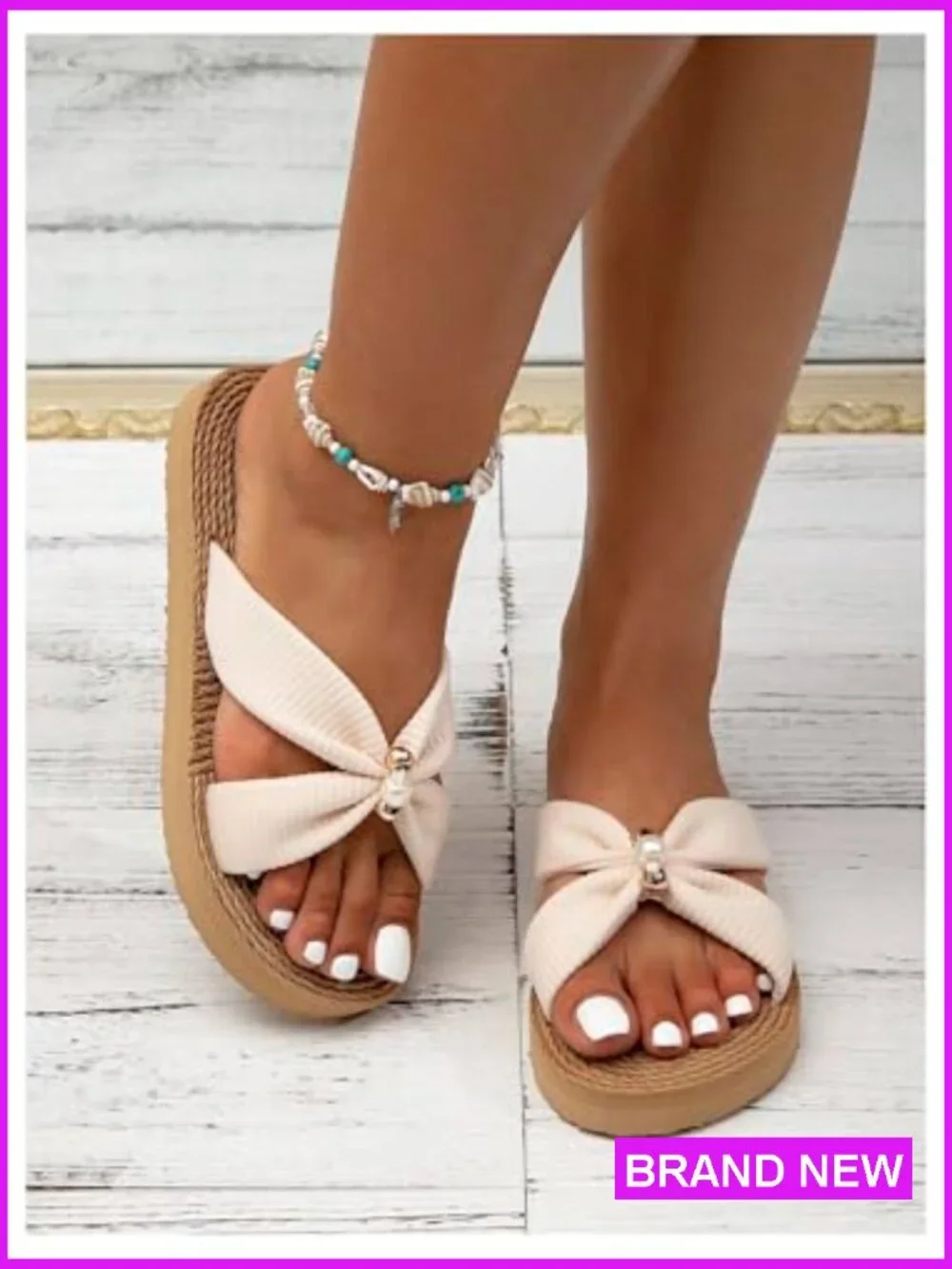 Criss Cross Straps Straw Sandals Open Toe Flat Casual Beach Slide Slippers